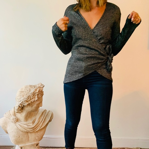 Zara wrap sparkly long sleeve top - Picture 3 of 3